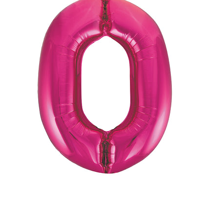 Balon z figurką 0 lat fuksja pusty 86 cm