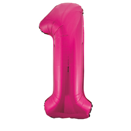 Balon z figurką na 1 rok fuksja pusty 86 cm