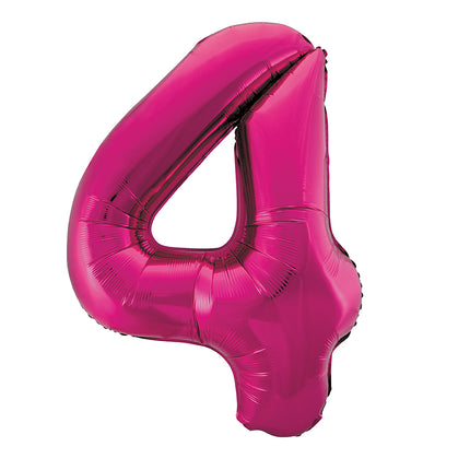 Balon z figurką na 4 lata fuksja pusty 86 cm