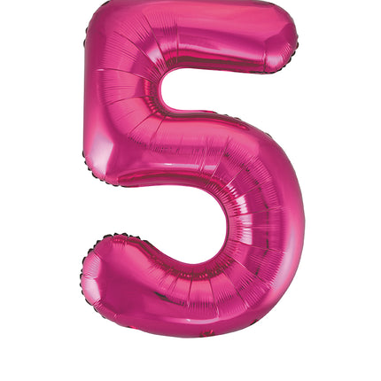Balon z figurką na 5 lat fuksja pusty 86 cm