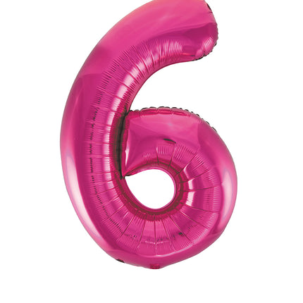 Balon z figurką na 6 lat fuksja pusty 86 cm