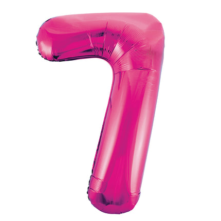Balon foliowy na 7 lat fuksja pusty 86 cm