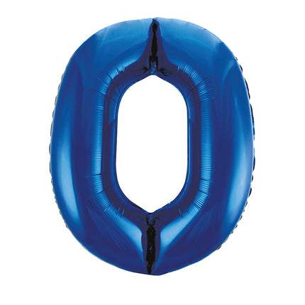 Balon z figurką 0 lat niebieski pusty 86 cm