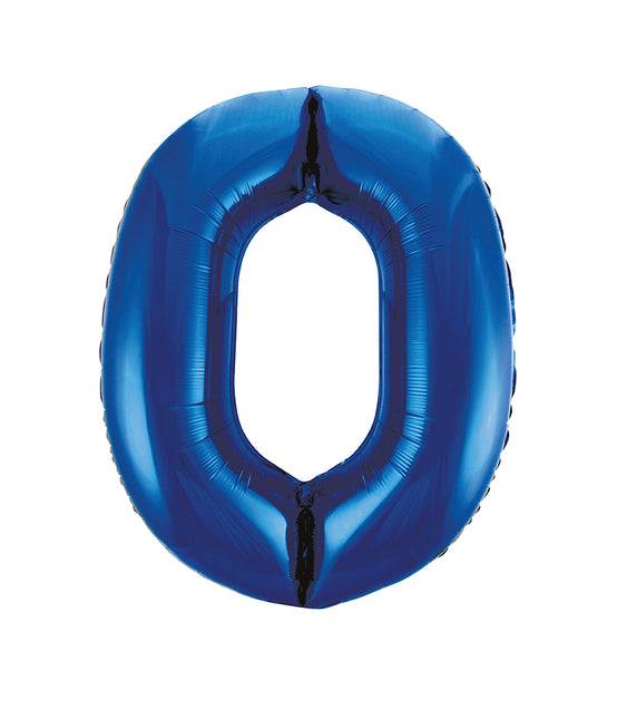 Balon z figurką 0 lat niebieski pusty 86 cm