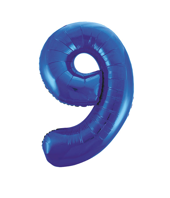 Balon z figurką na 9 lat niebieski pusty 86 cm