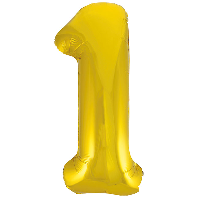 Balon z figurką na 1 rok złoty pusty 86 cm