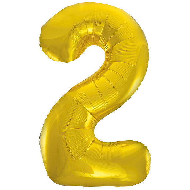 Balon z figurką na 2 lata złoty pusty 86 cm