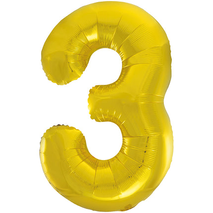 Balon z figurką na 3 lata złoty pusty 86 cm