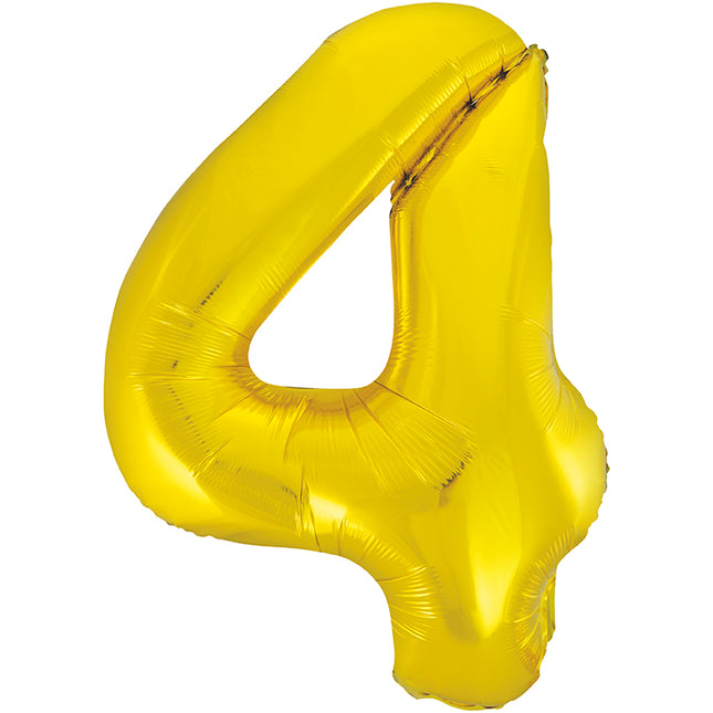 Balon z figurką na 4 lata złoty pusty 86 cm