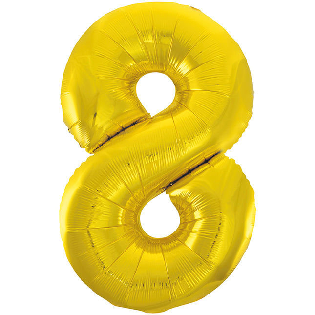 Balon z figurką na 8 lat złoty pusty 86 cm