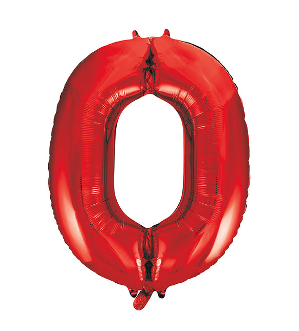 Balon z figurką 0 lat czerwony pusty 86 cm