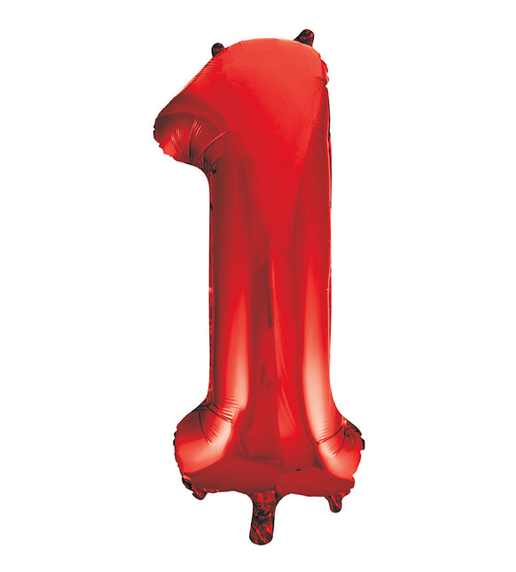 Balon z figurką na 1 rok czerwony pusty 86 cm