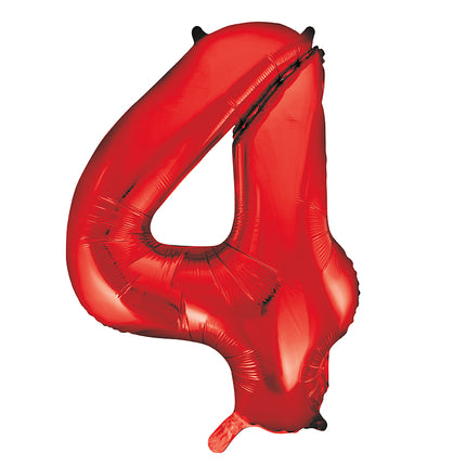 Balon z figurką na 4 lata czerwony pusty 86 cm