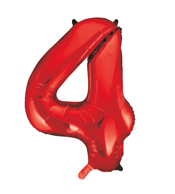 Balon z figurką na 4 lata czerwony pusty 86 cm