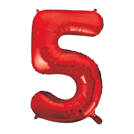 Balon z figurką na 5 lat czerwony pusty 86 cm