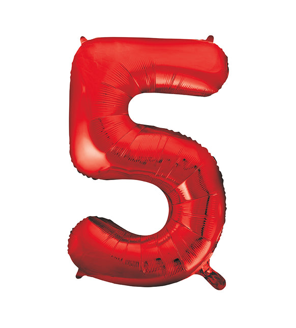 Balon z figurką na 5 lat czerwony pusty 86 cm