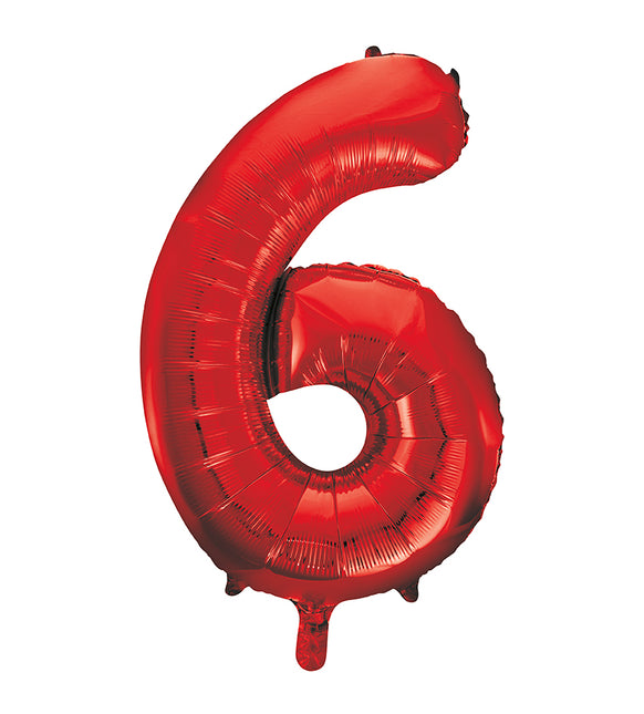 Balon z figurką na 6 lat czerwony pusty 86 cm