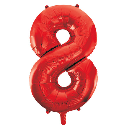 Balon z figurką na 8 lat czerwony pusty 86 cm