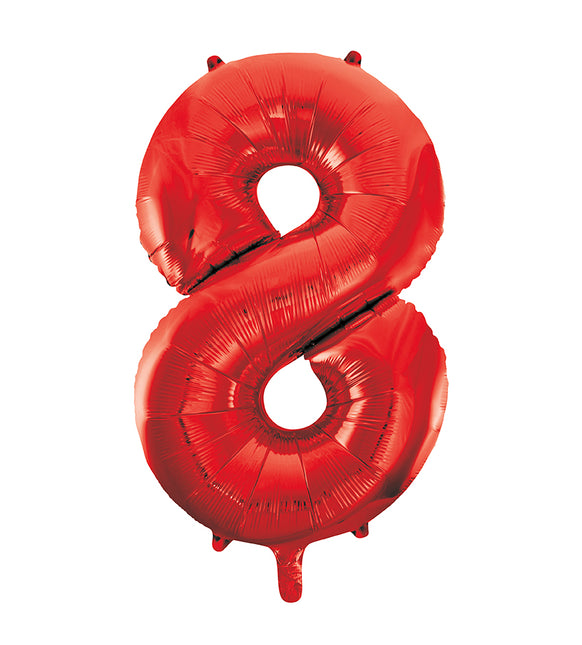 Balon z figurką na 8 lat czerwony pusty 86 cm