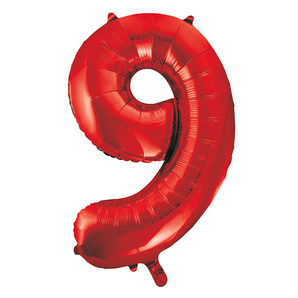 Balon z figurką na 9 lat czerwony pusty 86 cm
