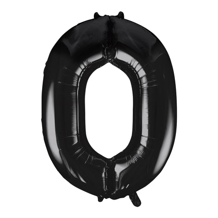 Balon z figurką 0 lat czarny pusty 86 cm
