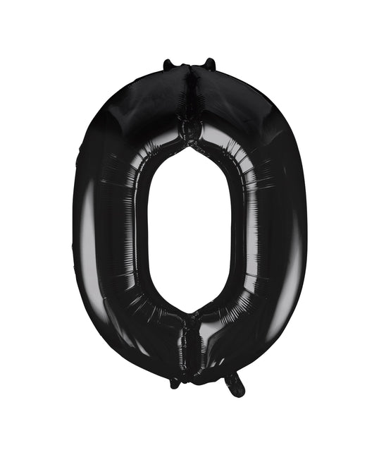 Balon z figurką 0 lat czarny pusty 86 cm