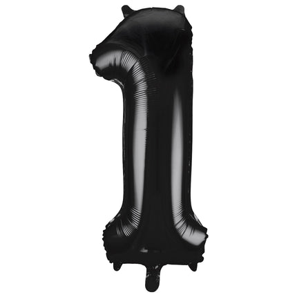 Balon z figurką na 1 rok czarny pusty 86 cm