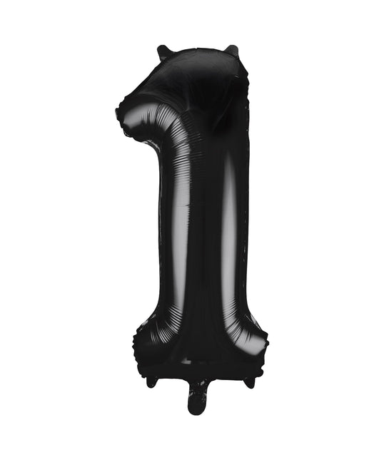 Balon z figurką na 1 rok czarny pusty 86 cm