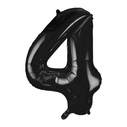 Balon z figurką na 4 lata czarny pusty 86 cm