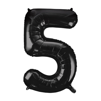 Balon z figurką na 5 lat czarny pusty 86 cm