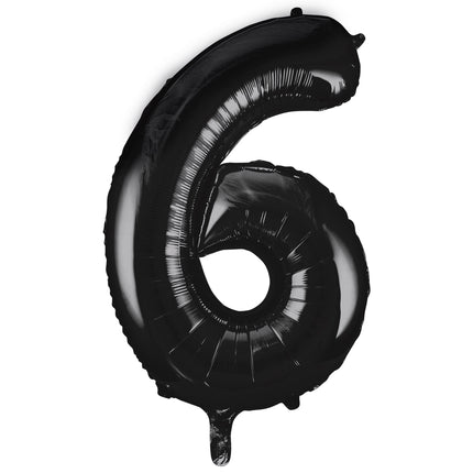 Balon z figurką na 6 lat czarny pusty 86 cm
