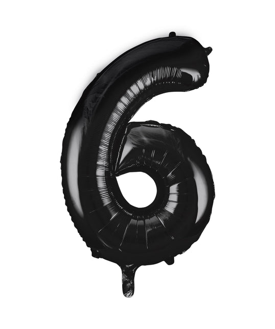 Balon z figurką na 6 lat czarny pusty 86 cm