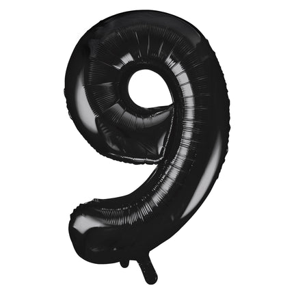 Balon z figurką na 9 lat czarny pusty 86 cm