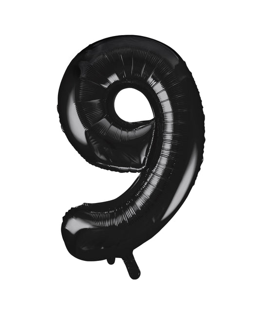 Balon z figurką na 9 lat czarny pusty 86 cm
