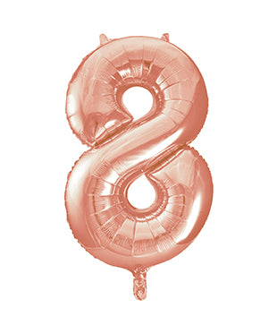 Balon z figurką na 8 lat różowe złoto pusty 86 cm