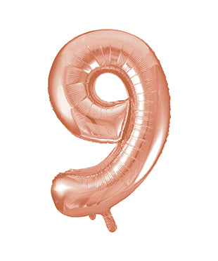 Balon z figurką na 9 lat różowe złoto pusty 86 cm