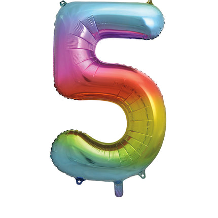 Balon z figurką na 5 lat Tęcza pusty 86 cm