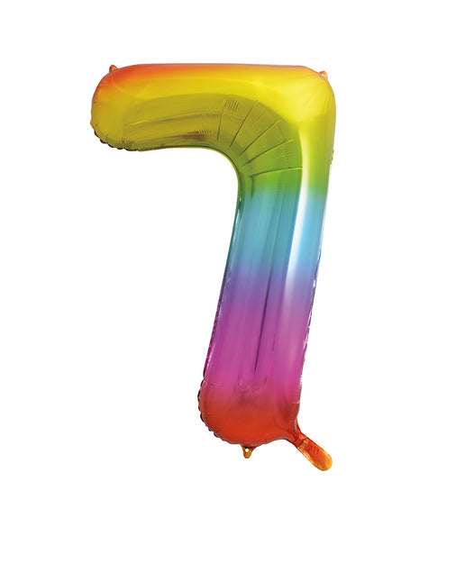 Balon z figurką na 7 lat Tęcza pusty 86 cm