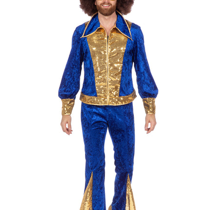 Brokatowy zestaw dyskotekowy niebieski/złoty