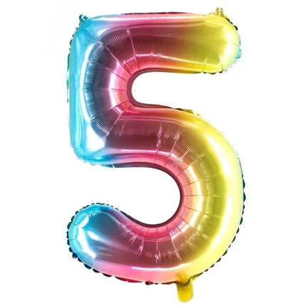5 lat – balon z cyfrą „Rainbow” – pusty – 1 m
