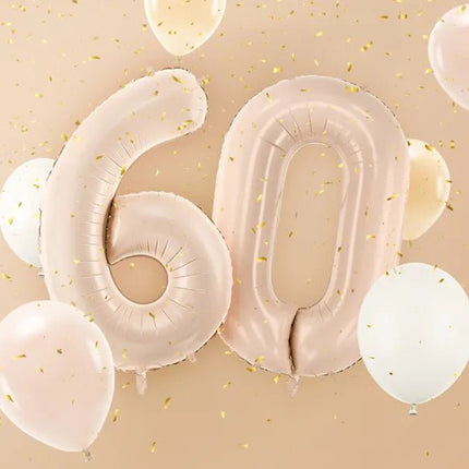 6 Jaar Cijfer Ballon Beige Glans Leeg 72cm van Partydeco koop je bij Partywinkel