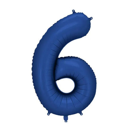 6 Jaar Cijfer Ballon Blauw Satijn Folie Leeg 86cm van Partydeco koop je bij Partywinkel