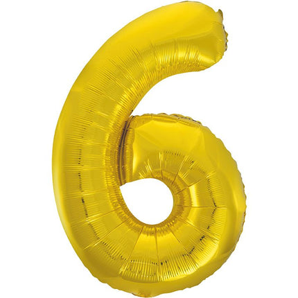 6 Jaar Cijfer Ballon Goud Leeg 86cm van Unique koop je bij Partywinkel