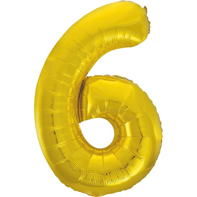 6 Jaar Cijfer Ballon Goud Leeg 86cm van Unique koop je bij Partywinkel