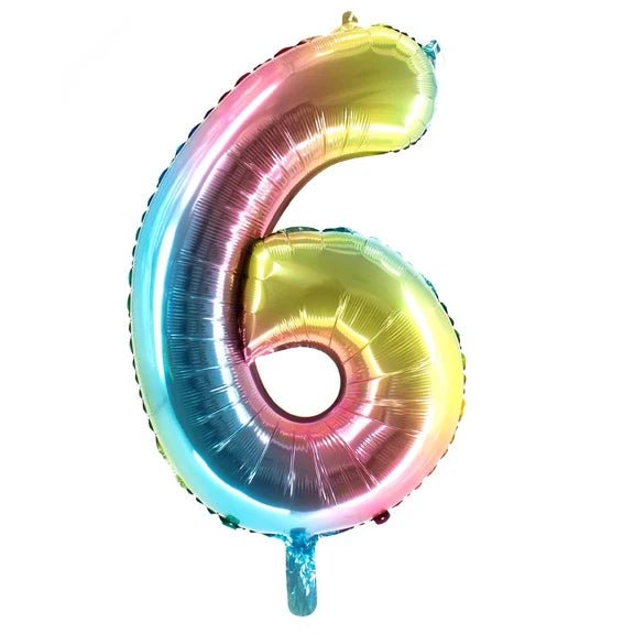 6 Jaar Cijfer Ballon Regenboog Leeg 1m van VDV Benefit koop je bij Partywinkel