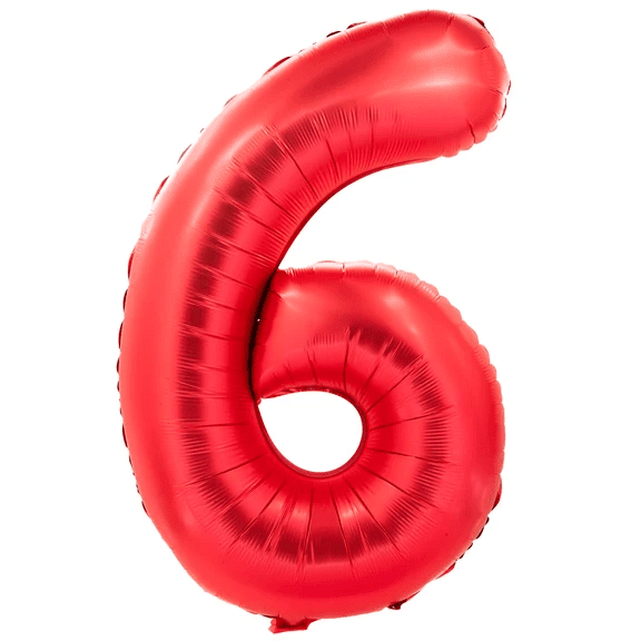 6 Jaar Cijfer Ballon Rood 1m van VDV Benefit koop je bij Partywinkel