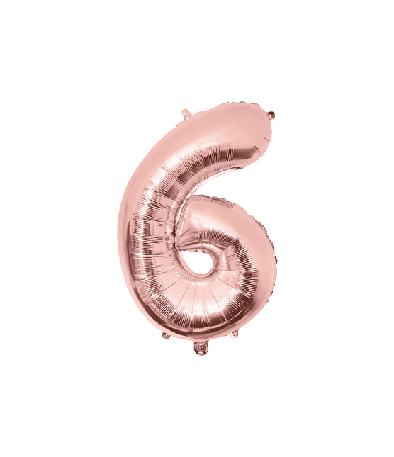 6 Jaar Cijfer Ballon Rose Goud Leeg 86cm - Partywinkel - 8716764237546
