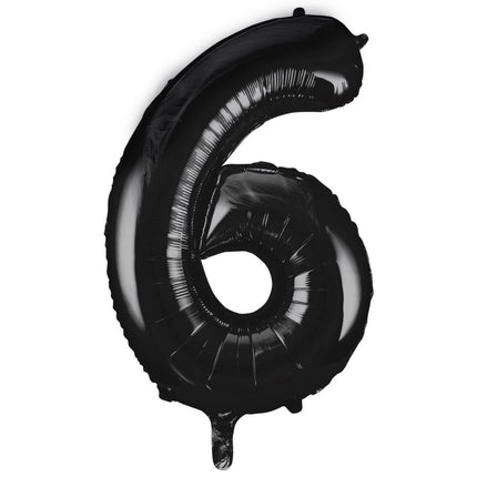 6 Jaar Cijfer Ballon Zwart Leeg 86cm van Unique koop je bij Partywinkel