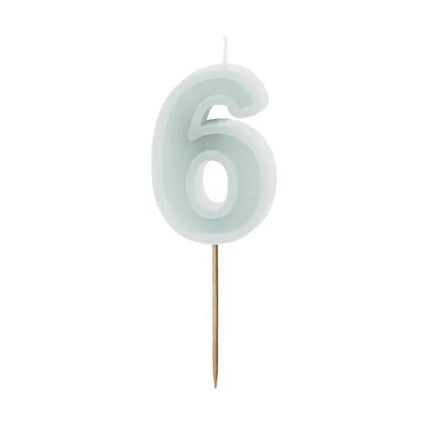 6 Jaar Kaars Lichtgroen 10cm van Partydeco koop je bij Partywinkel