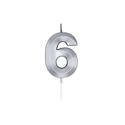6 Jaar Kaars Zilver Metallic 6cm van WeFiesta koop je bij Partywinkel